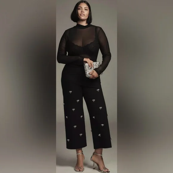 3-The Colette Cropped Wide-Leg Pants by Maeve: Bow Edition - Picture 2 of 7